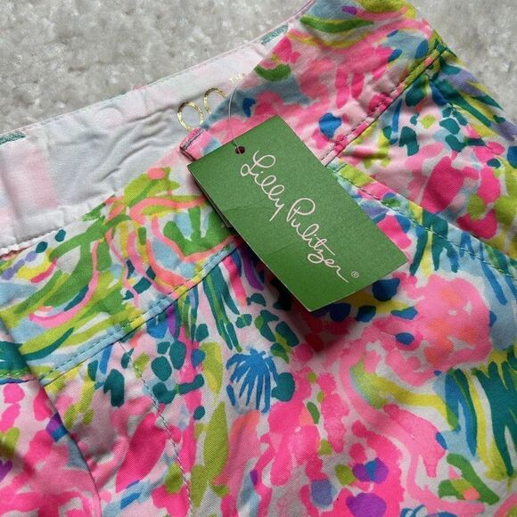 Lilly Pulitzer The Chipper Short Fan Sea Pants Pink NEW - Picture 6 of 14